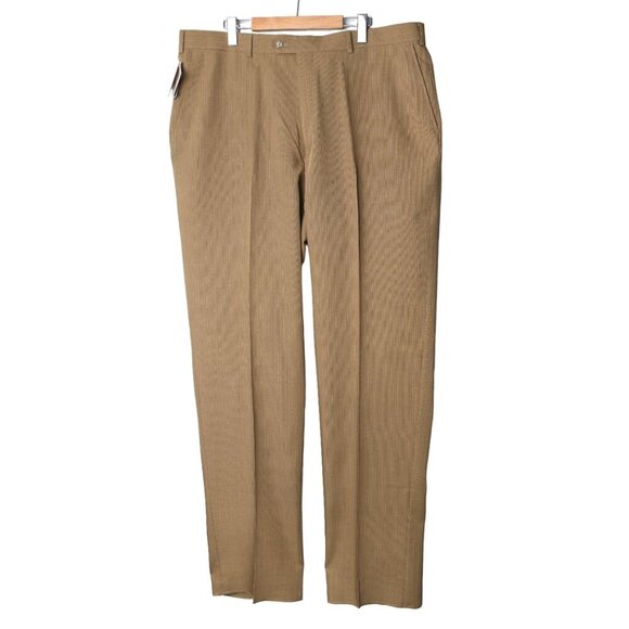 Vintage Pierre Cardin Dress Pants Trousers Flat Front Slacks Tan Sz 40 NEW - Picture 1 of 13